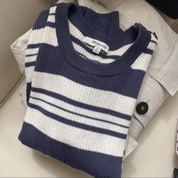 madewell ribbed sweater top in stripe - Picture 6 of 6
